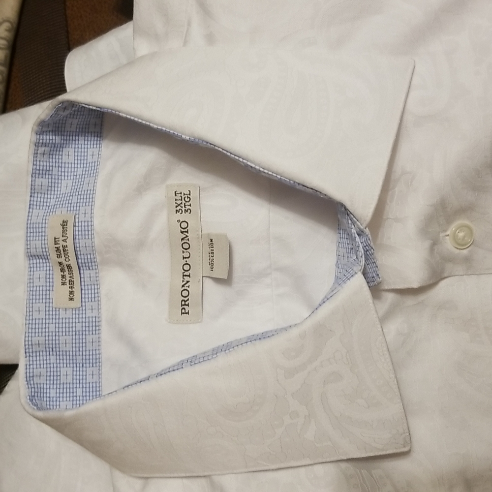White with embossed paisley design Pronto-Uomo button down
